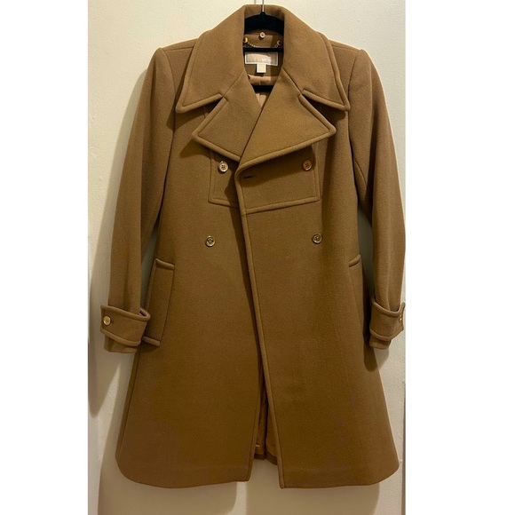 NEW Michael Kors Double Breasted Wool Coat with removable faux fur collar - Picture 1 of 12